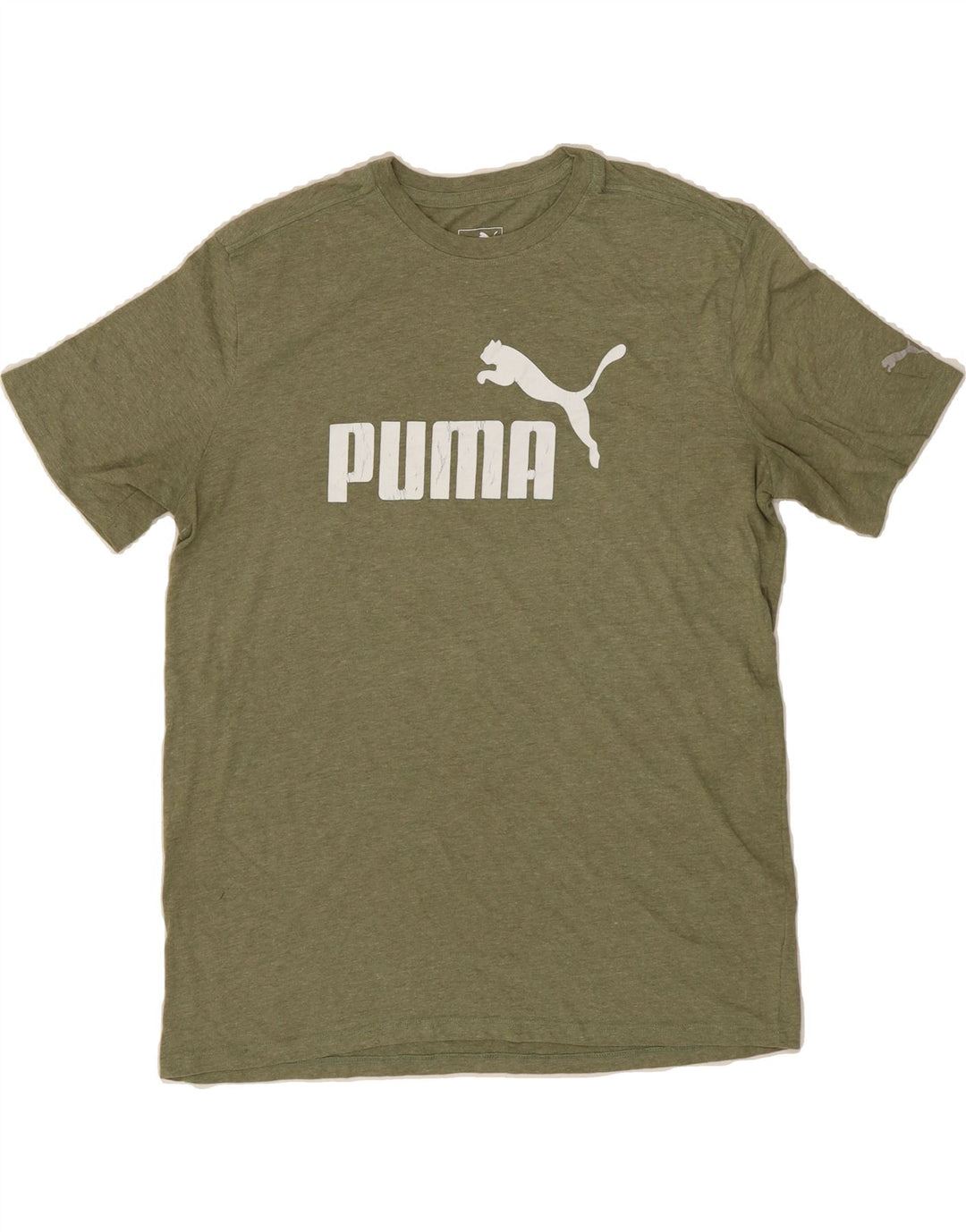PUMA Mens Graphic T-Shirt Top Medium Khaki Cotton Vintage Puma and Second-Hand Puma from Messina Hembry 