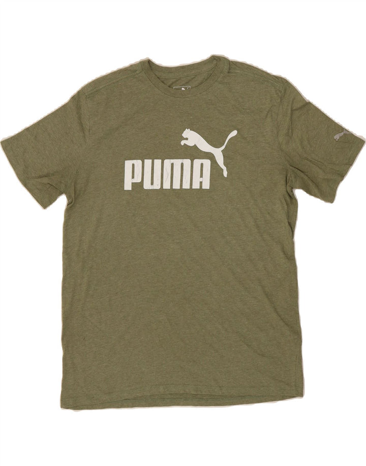 PUMA Mens Graphic T-Shirt Top Medium Khaki Cotton Vintage Puma and Second-Hand Puma from Messina Hembry 