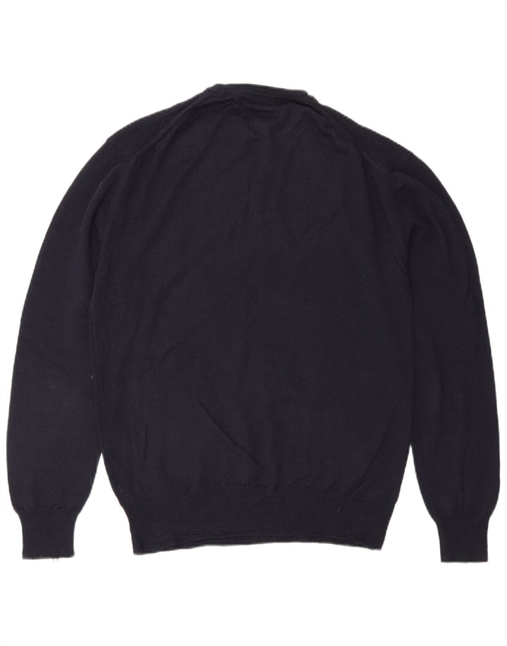Ungaro Mens Crew Neck Jumper Sweater IT 48 Small Navy Blue Wool