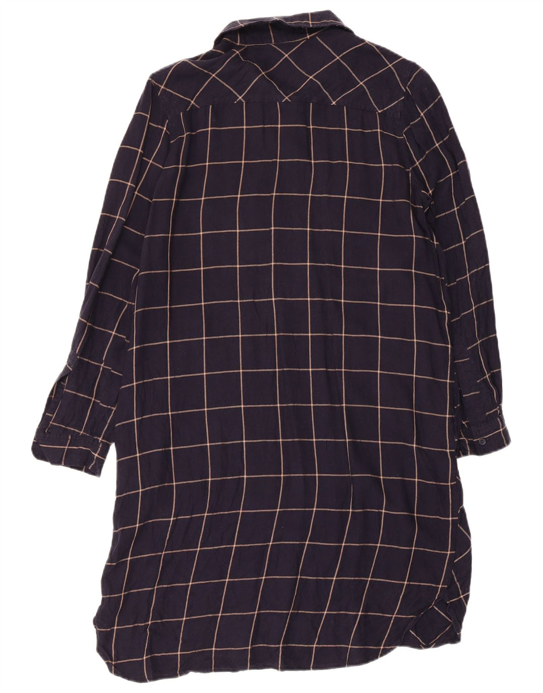 French Connection Womens Pullover Shirt Dress UK 10 Small Navy Blue Check