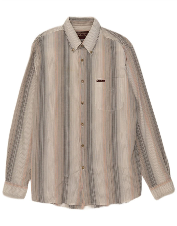 Marlboro Classics Mens Shirt Medium White Striped Cotton