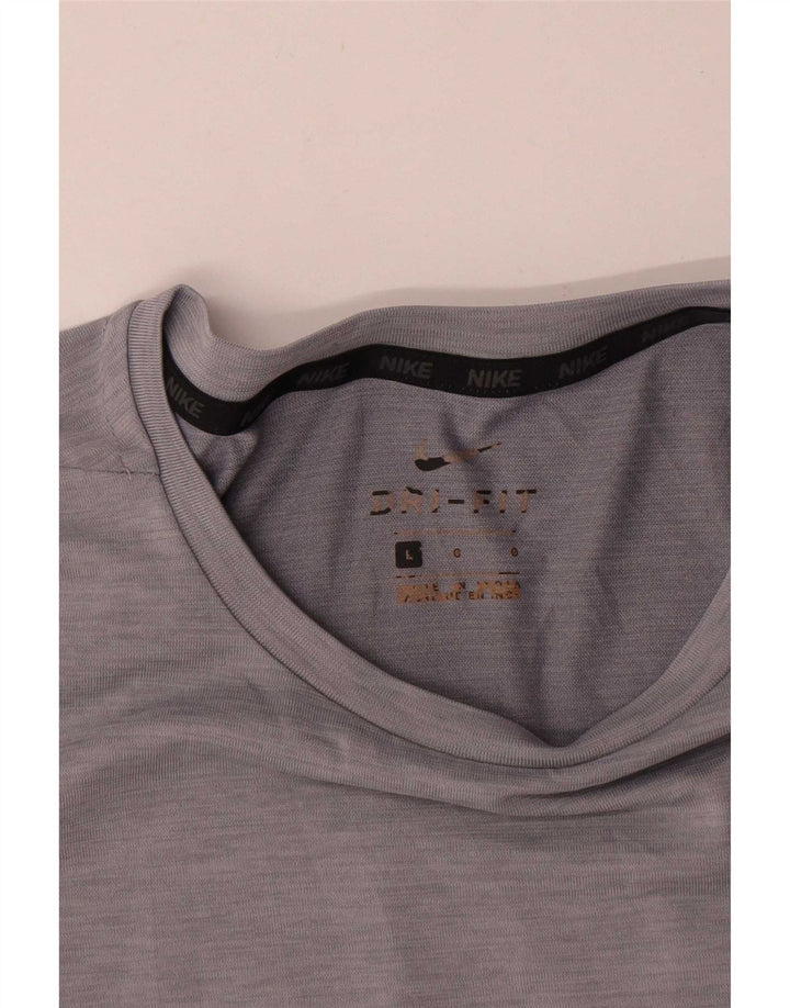 Nike Mens Dri Fit T-Shirt Top Large Grey Polyester