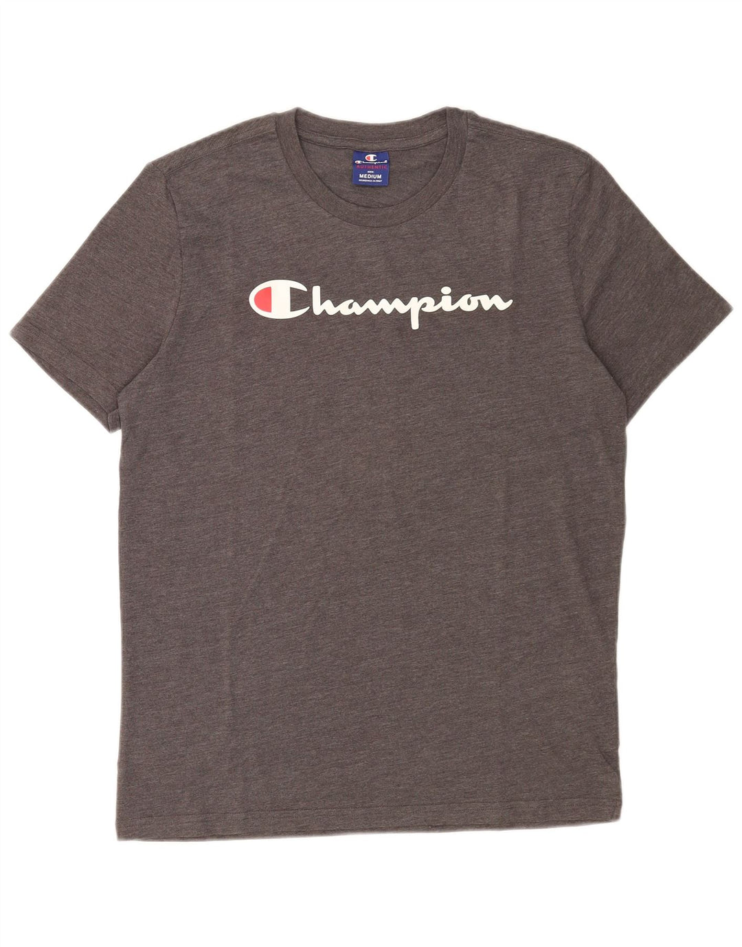 Champion Mens Graphic T-Shirt Top Medium Grey Cotton