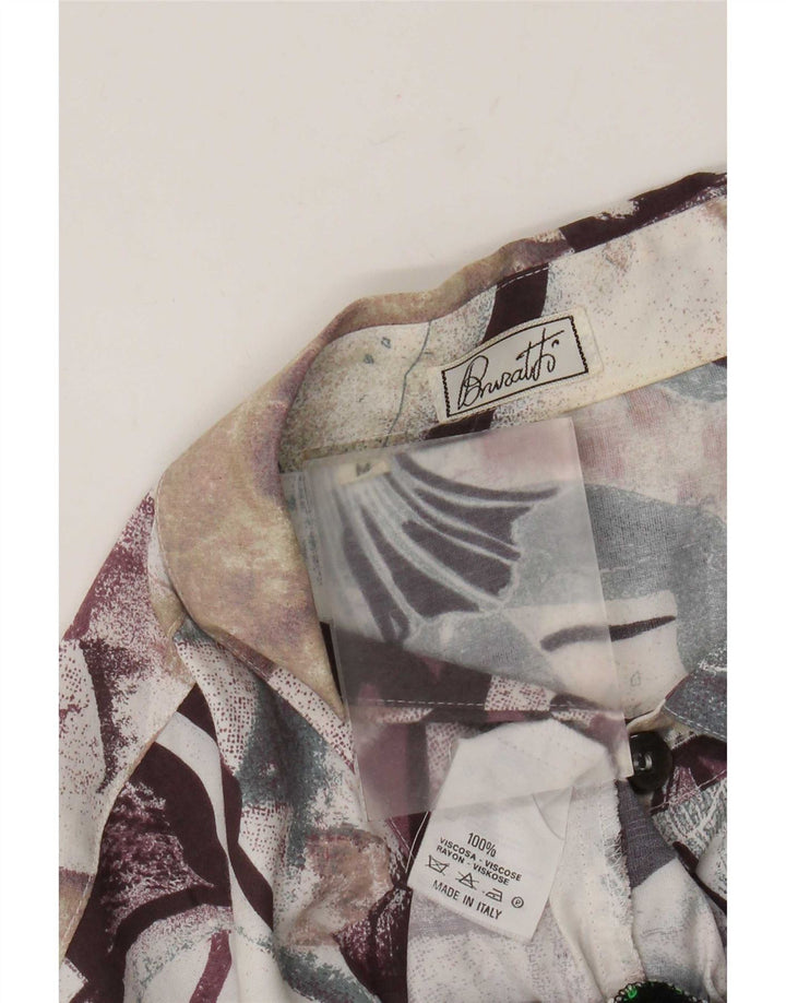 Vintage Mens Abstract Pattern Short Sleeve Shirt Medium Multicoloured
