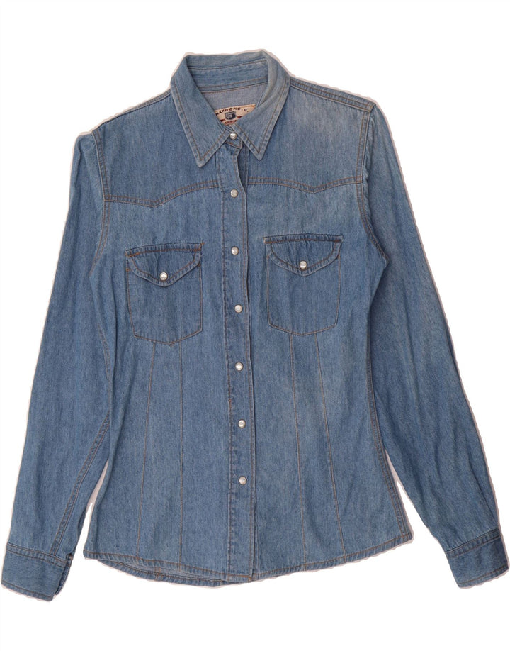 VINTAGE Womens Denim Shirt UK 14 Medium Blue Vintage Vintage and Second-Hand Vintage from Messina Hembry 
