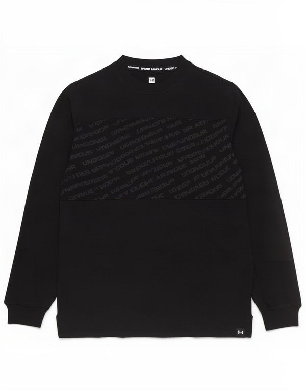 Maglietta grafica da uomo Under Armour a maniche lunghe in cotone nero medio