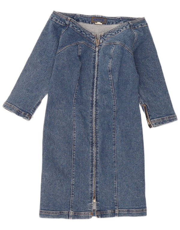 Sasch Womens Off Shoulder 3/4 Sleeve Denim Dress UK 12 Medium Blue Cotton