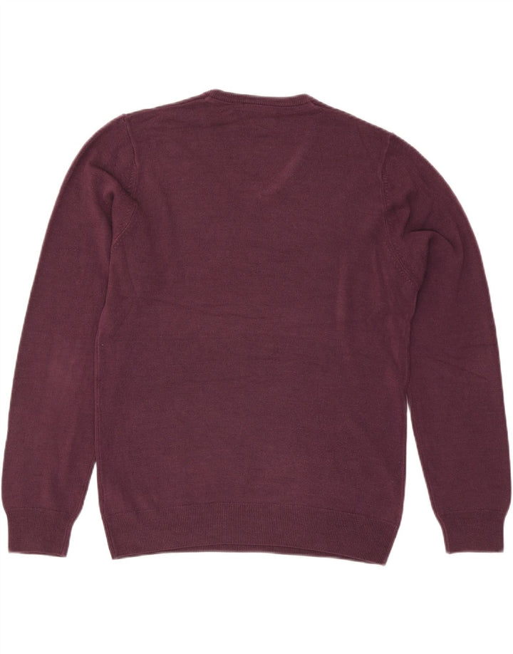 Marks & Spencer Mens Regular Fit V-Neck Jumper Sweater Medium Burgundy