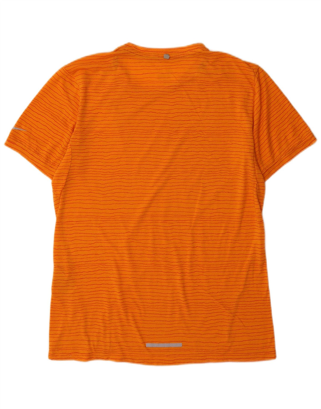 Nike Mens Dri Fit T-Shirt Top Medium Orange Pinstripe Polyester
