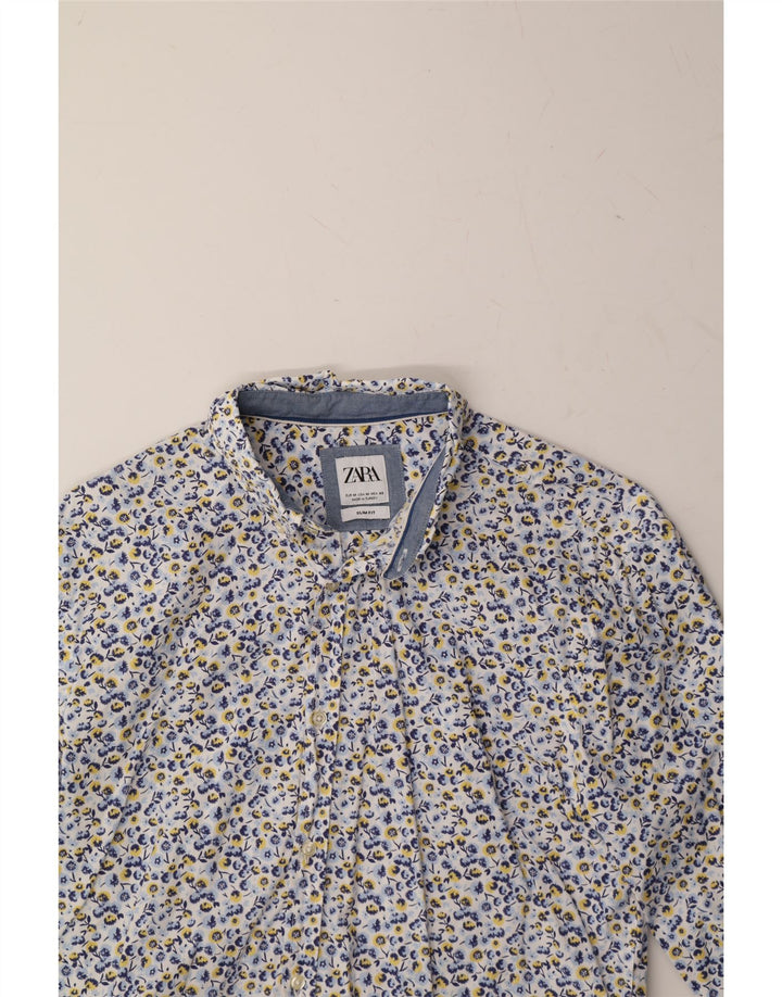 ZARA Mens Shirt Medium Multicoloured Floral Cotton Vintage Zara and Second-Hand Zara from Messina Hembry 