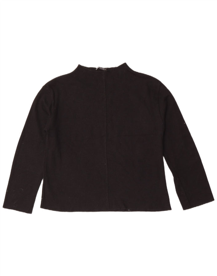 Zara Femme Top Manches Longues UK 14 Moyen Noir Coton