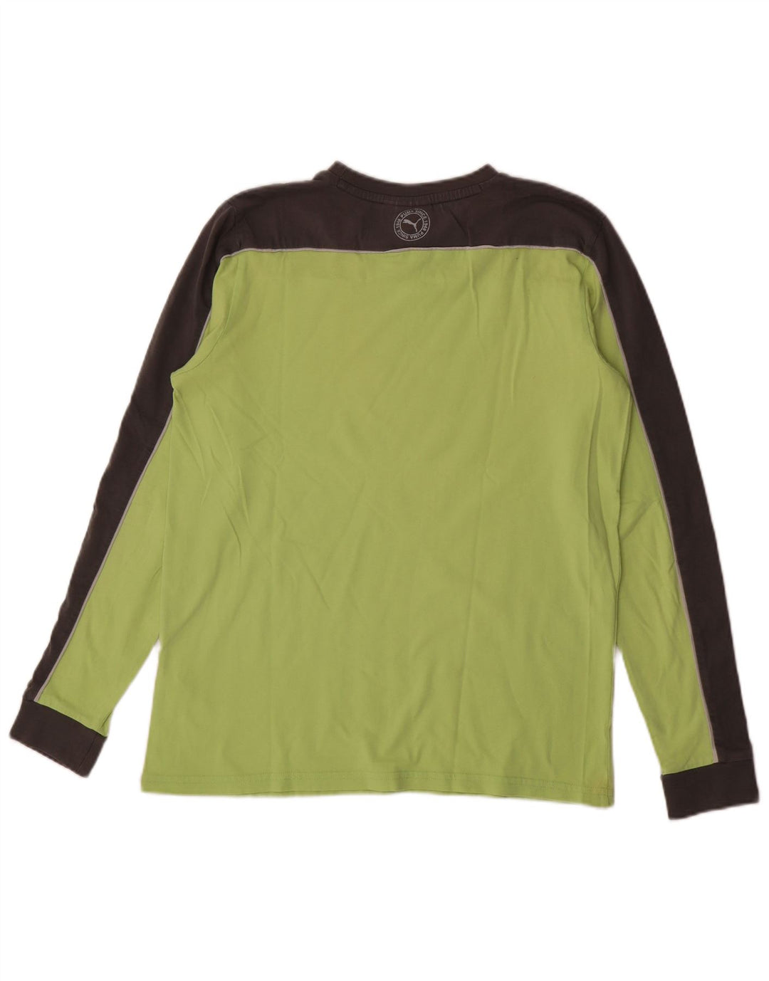 Puma Mens Top Long Sleeve Medium Green Colourblock Cotton