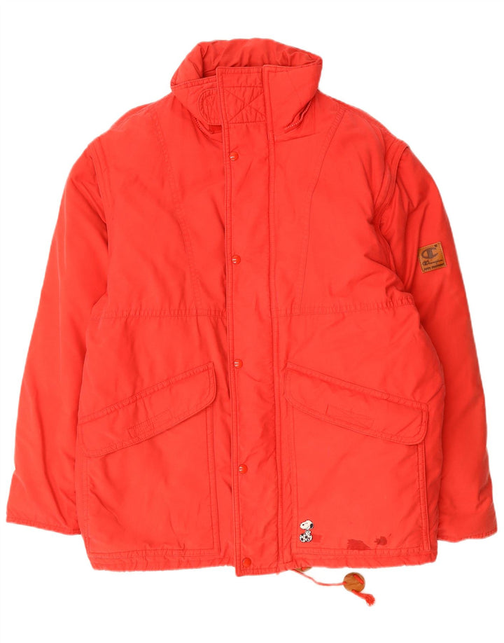 CHAMPION Mens Peanuts Padded Jacket UK 42 XL Red Polyamide