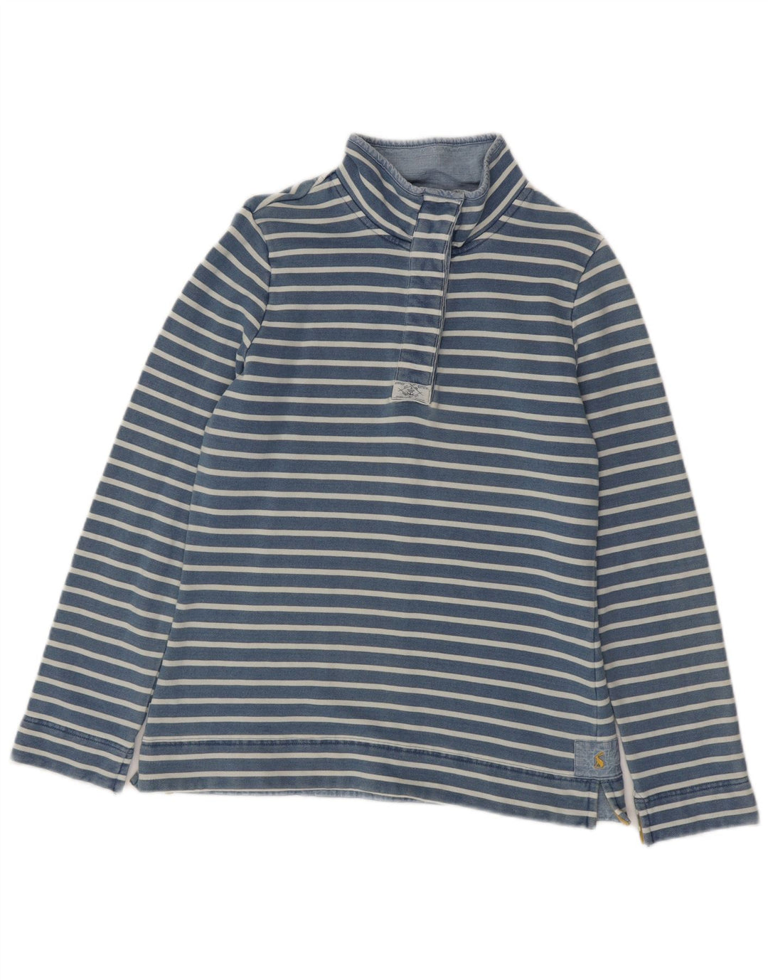 JOULES Womens Button Neck Sweatshirt Jumper UK 12 Medium  Blue Striped