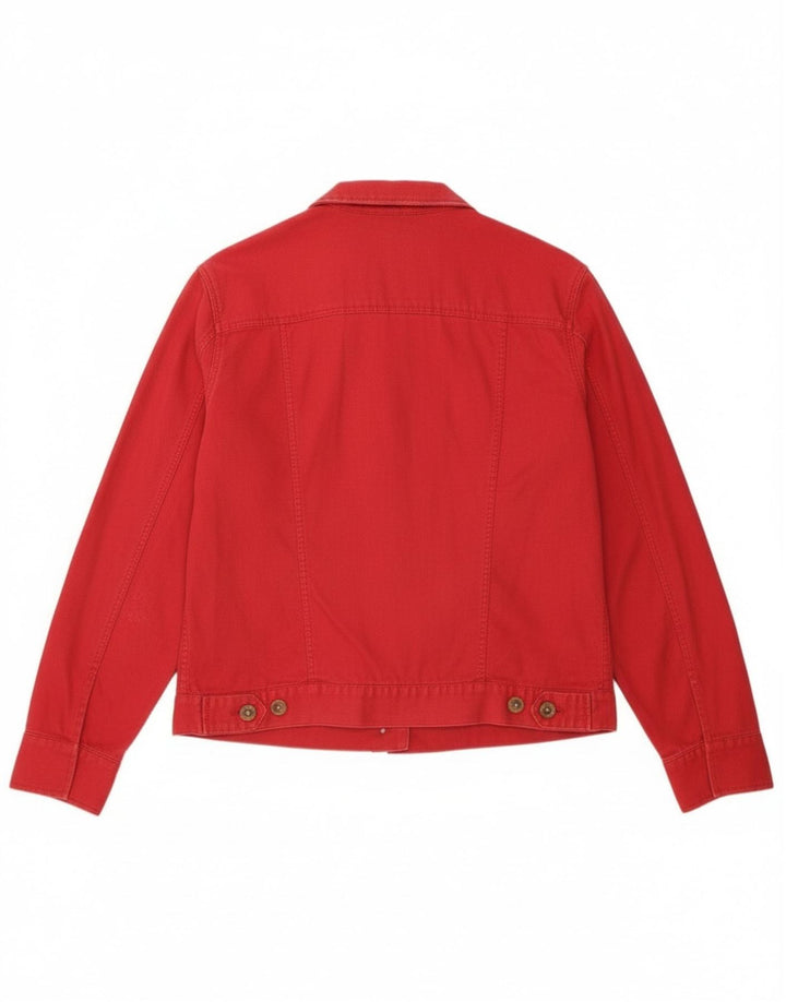 Eddie Bauer Womens Bomber Jacket UK 14 Medium Red Linen
