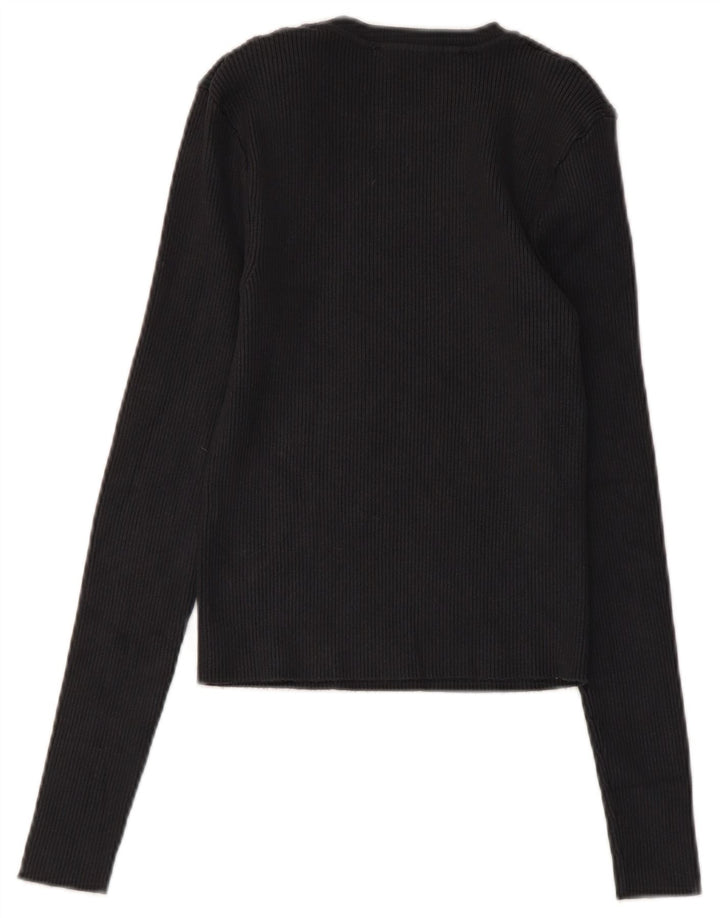 ZARA Womens Crop Crew Neck Jumper Sweater UK 12 Medium Grey