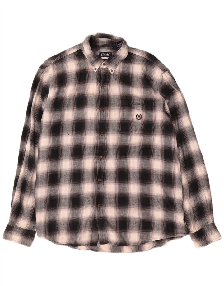 Camicia in flanella da uomo Chaps 2XL in cotone a quadri grigi