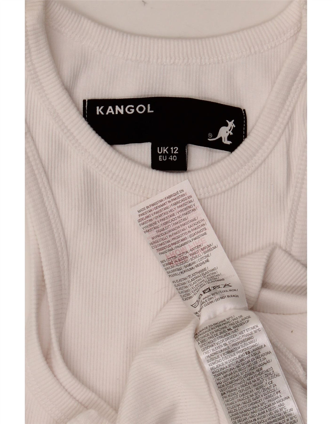 KANGOL Womens Crop Vest Top UK 12 Medium White Cotton