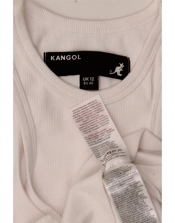 KANGOL Womens Crop Vest Top UK 12 Medium White Cotton