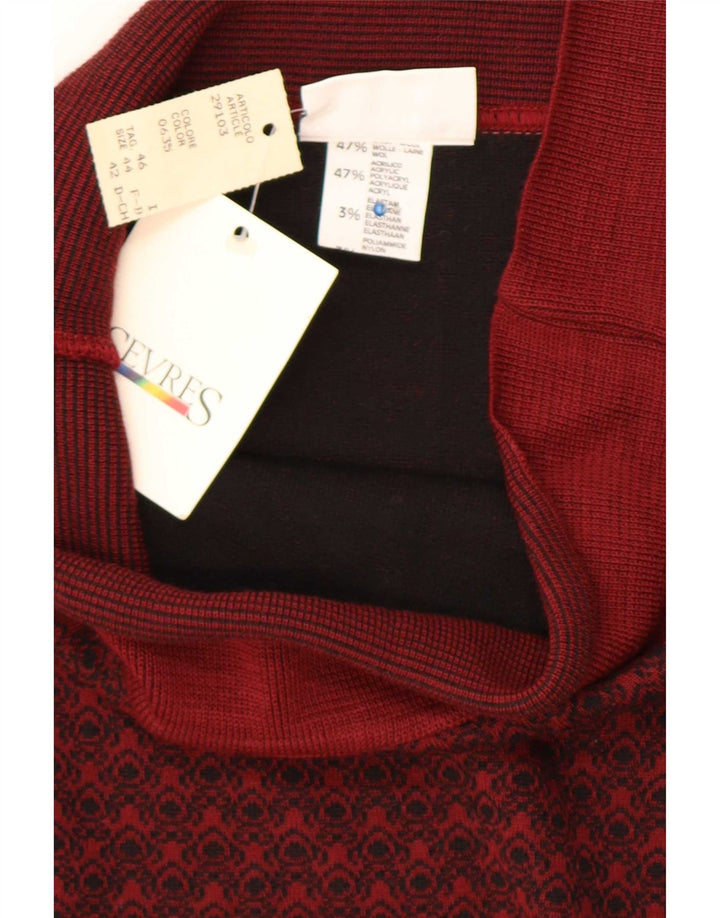 Sevres Damen-Bleistiftrock mit abstraktem Muster IT 44 Medium W28 Burgunderrote Wolle