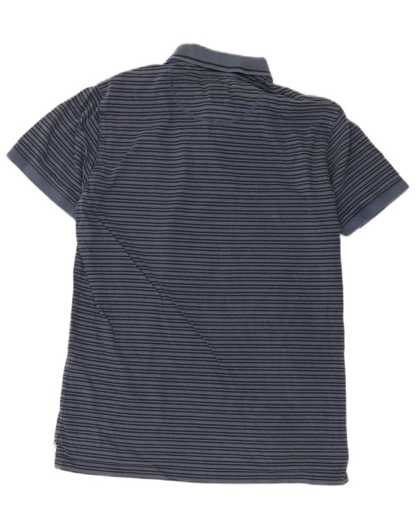 Jack Wills Mens Slim Fit Polo Shirt Small Navy Blue Striped Cotton