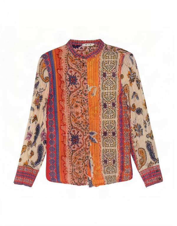 Desigual Damen-Hemdbluse UK 12 Medium Mehrfarbige Paisley-Baumwolle
