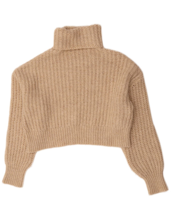 Zara Damen Crop Oversized Rollkragenpullover Pullover UK 10 Small Beige