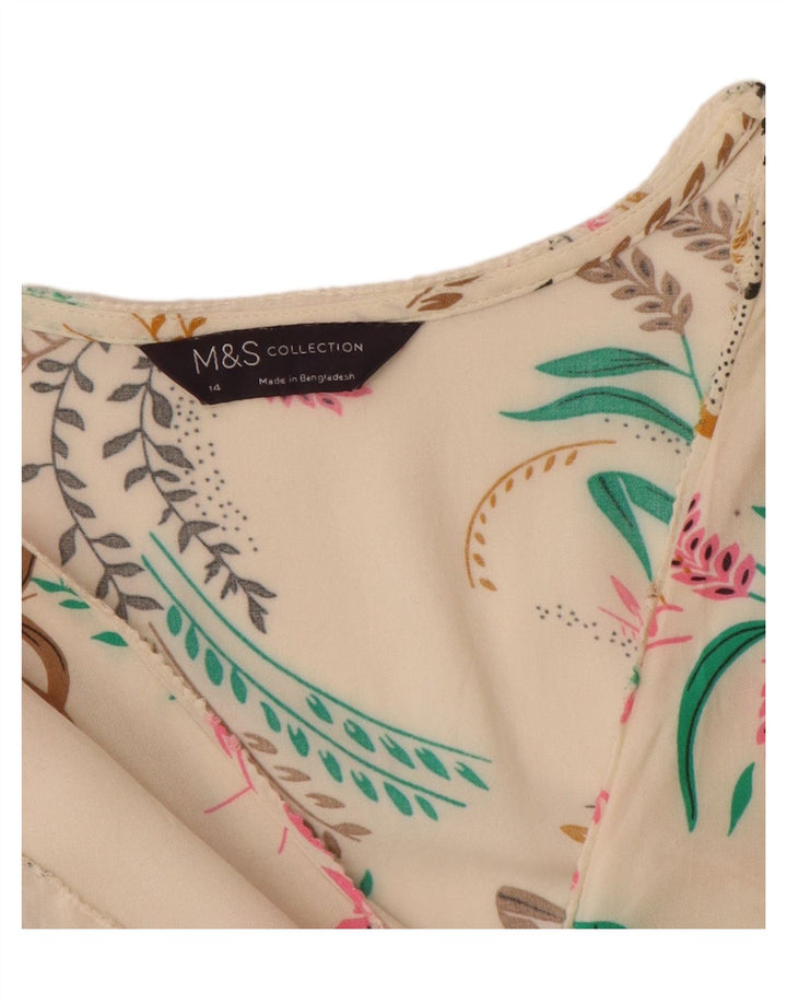 Marks & Spencer Womens Blouse Top UK 14 Large Off White Floral
