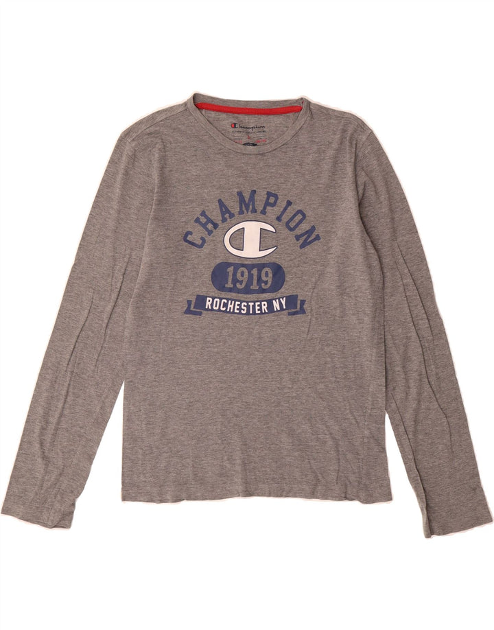 CHAMPION Boys Graphic Top Long Sleeve 11-12 Years Large  Grey Vintage Champion and Second-Hand Champion from Messina Hembry 