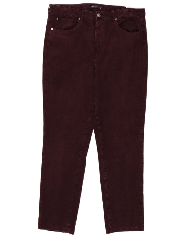 Marks & Spencer Womens Slim Corduroy Trousers UK 18 XL W36 L29 Burgundy