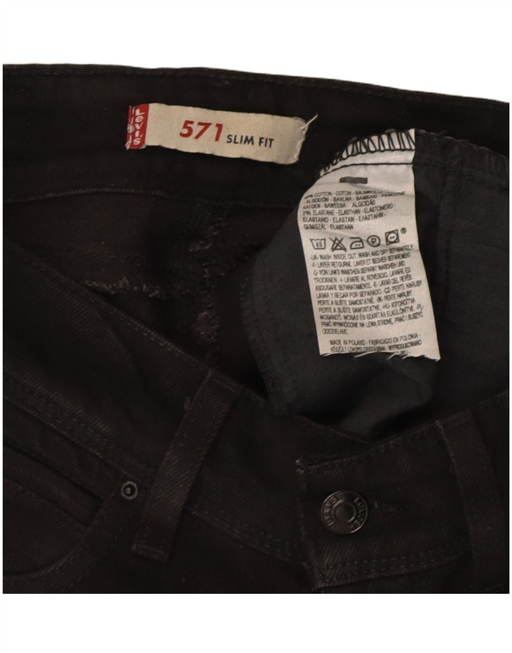 Levi's Womens 571 Slim Jeans W26 L30 Black Cotton
