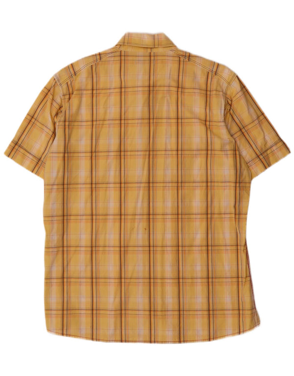Angelo Litrico Mens Short Sleeve Shirt Size 43/44 XL Yellow Check Cotton