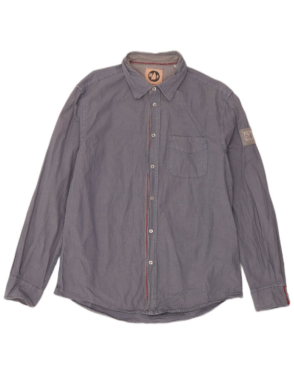 Murphy & Nye Herren-Sailmakers-Hemd XL aus marineblauer Nadelstreifen-Baumwolle