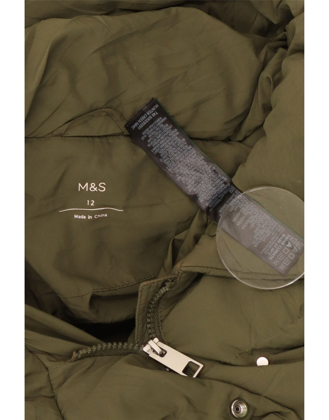 Marks & Spencer Womens Hooded Padded Gilet UK 12 Medium Green Polyester
