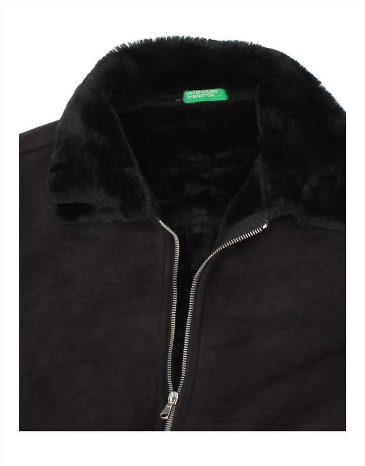 BENETTON Womens Overcoat UK 14 Medium Black Polyester Vintage Benetton and Second-Hand Benetton from Messina Hembry 
