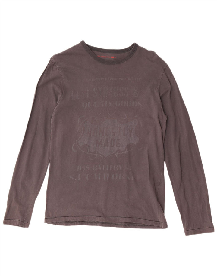 Levi's Maglietta grafica da uomo a maniche lunghe in cotone grigio piccolo