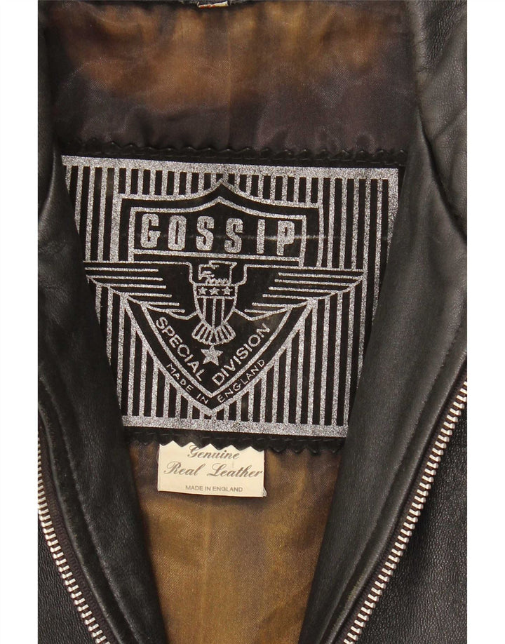 Gossip Womens Leather Gilet UK 12 Medium Black