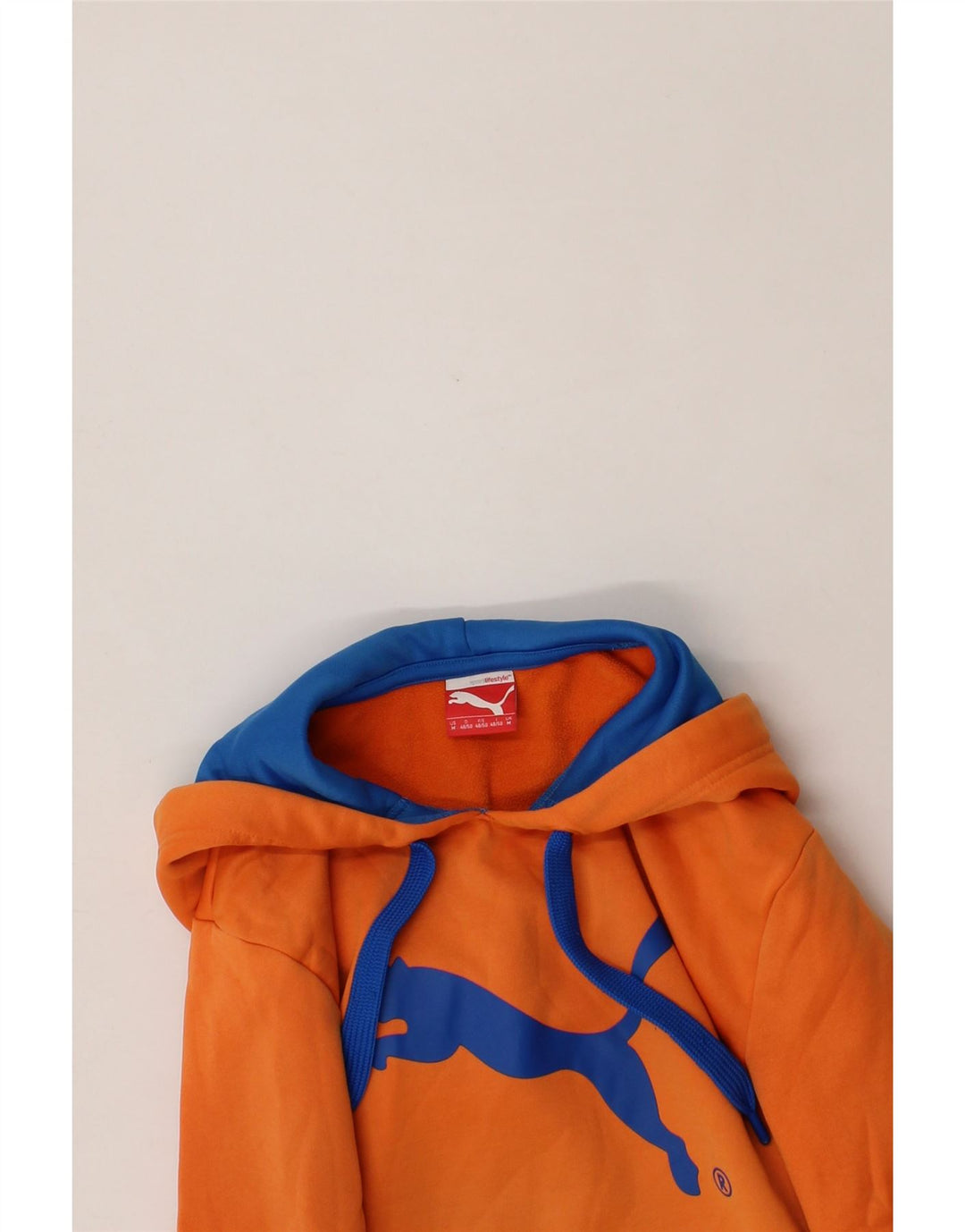 PUMA Mens Graphic Hoodie Jumper Medium Orange Polyester Vintage Puma and Second-Hand Puma from Messina Hembry 