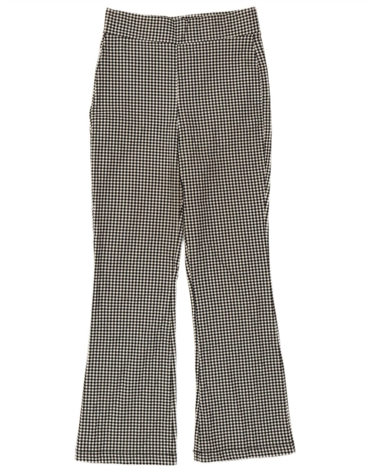 ZARA Womens Bootcut Chino Trousers Medium W28 L26 Black Gingham
