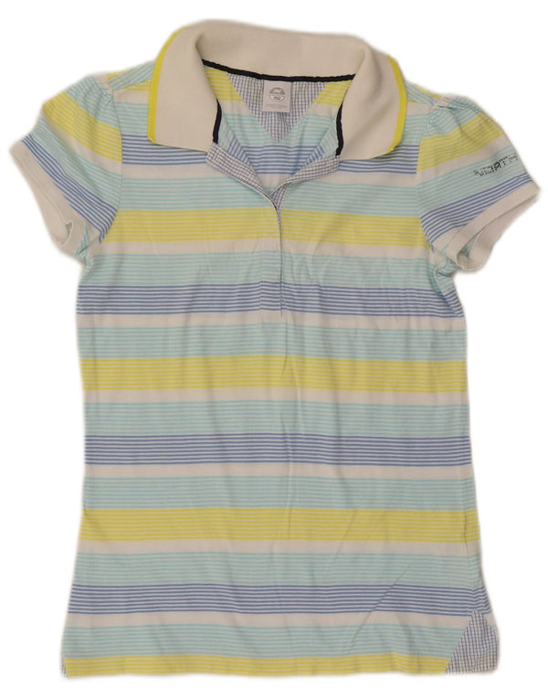 North Sails Damen Poloshirt UK 12 Medium Mehrfarbig gestreift aus Baumwolle