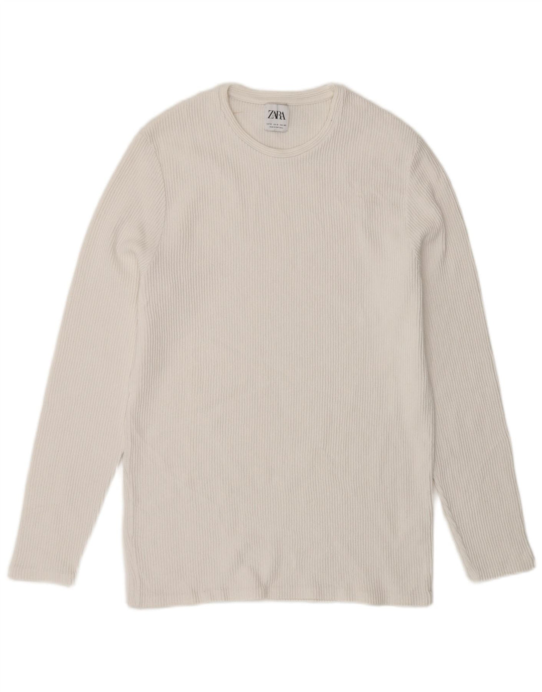 Top Zara da uomo a maniche lunghe in cotone bianco medio