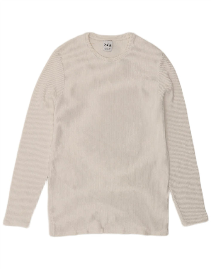 Top Zara da uomo a maniche lunghe in cotone bianco medio