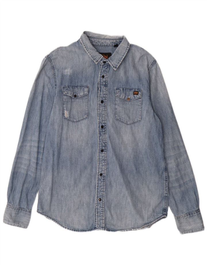 Superdry Mens Denim Shirt XL Blue Cotton