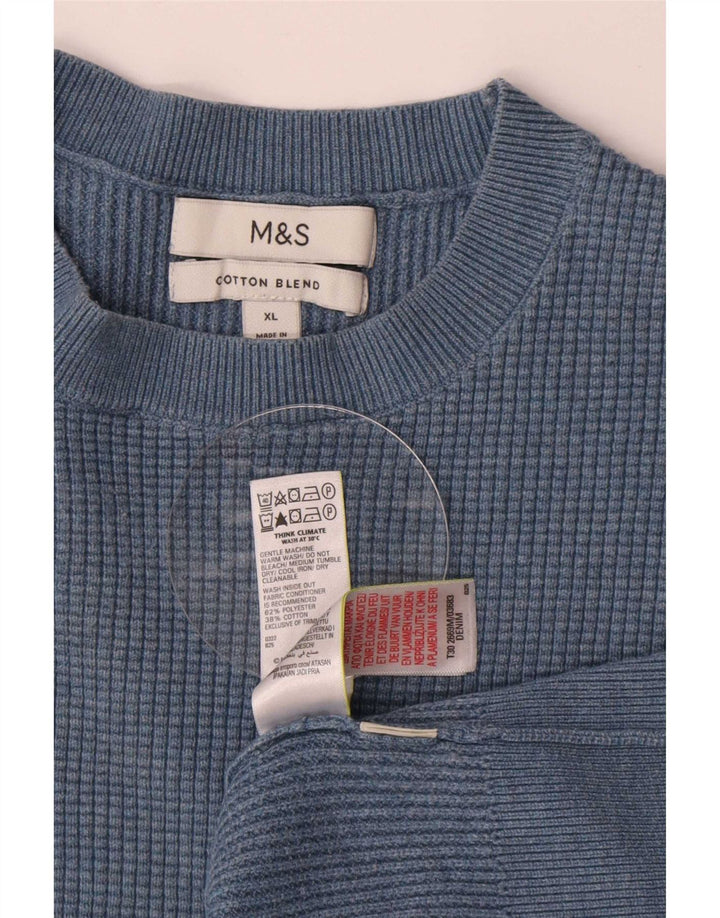 Marks & Spencer Herre sweater med rund hals XL blå polyester