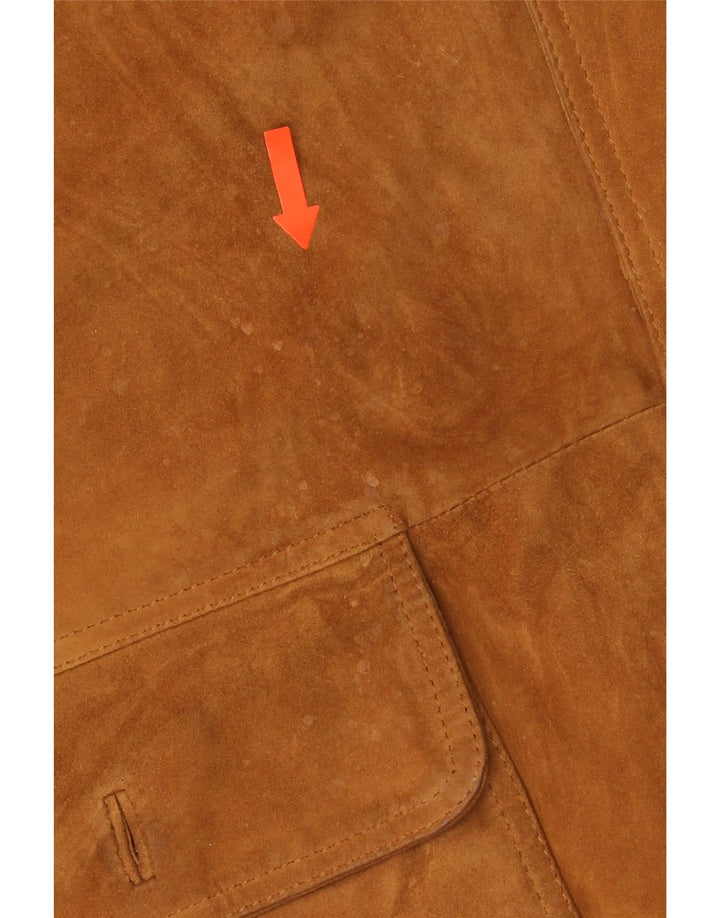 Vintage Mens Suede Bomber Jacket IT 54 2XL Brown