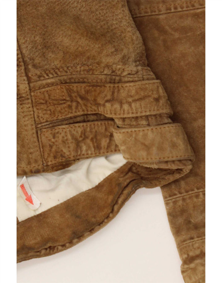 Giacca corta in pelle scamosciata da donna Zara UK 12 in pelle beige media