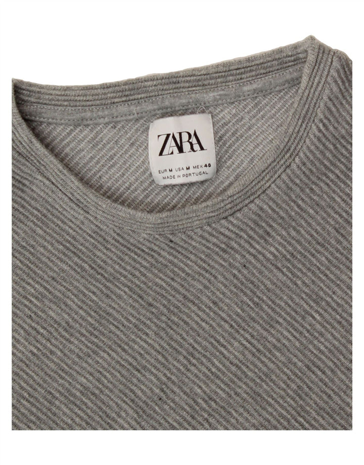 ZARA Womens Crew Neck Jumper Sweater UK 12 Medium Grey Vintage Zara and Second-Hand Zara from Messina Hembry 