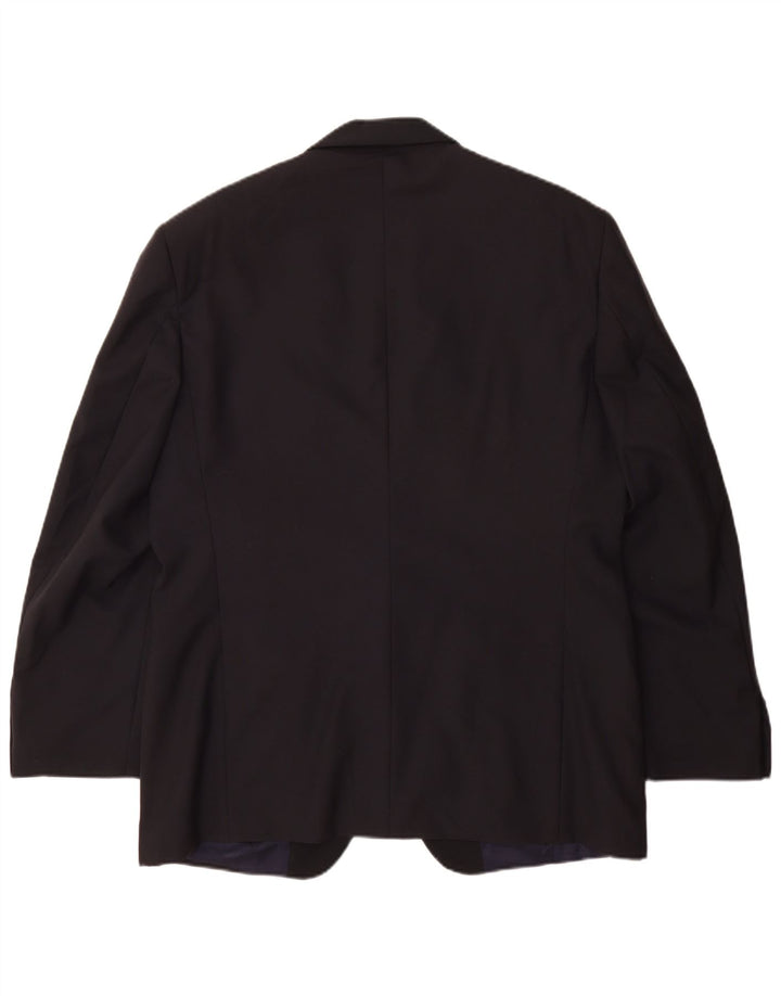 Ferre Mens 1 Button Blazer Jacket IT 54 2XL Navy Blue Virgin Wool