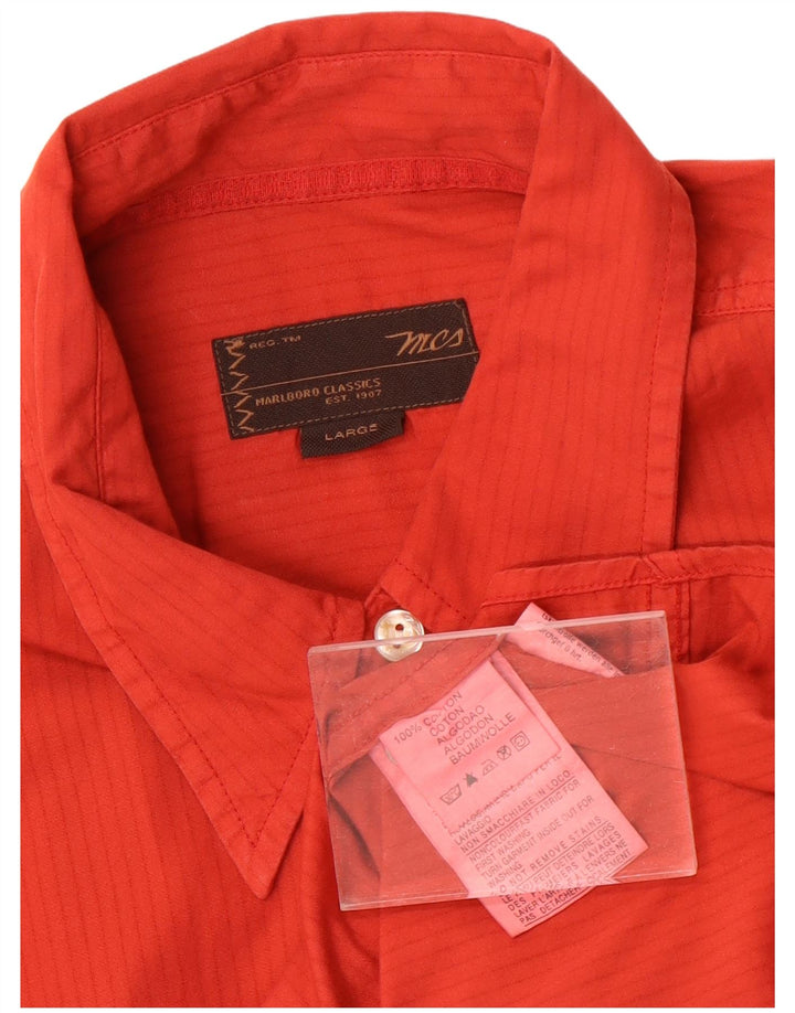 Marlboro Classics Mens Short Sleeve Shirt Large Red Cotton