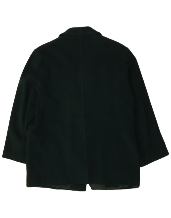 Vintage Womens Oversized Double Breasted Coat UK 18 XL Green New Wool